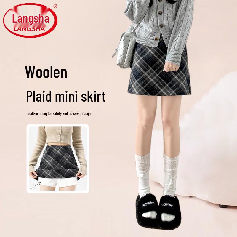 Women s High-Waist Plaid A-Line Mini Skirt M