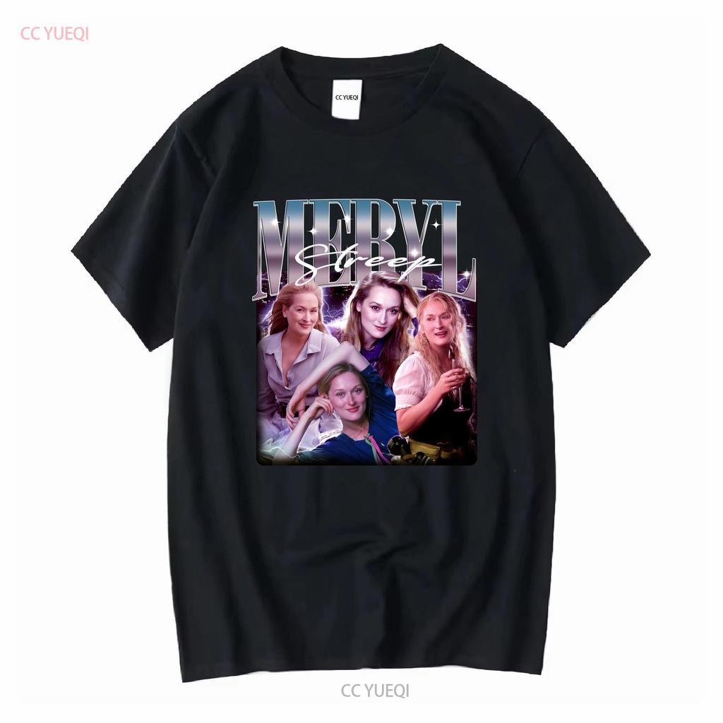 Retro MERYL STREEP Vintage T-shirt Omaggio Maglione Anni '90 Merch manica lunga o corta vintage Lavato Casual Unisex uomo Leggermente