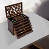 6-Tier Jewelry Organizer Box -- Vintage Retro Rectangle Design - Wooden Finish Jewelry Storage Case - Jewelry Display Organizer