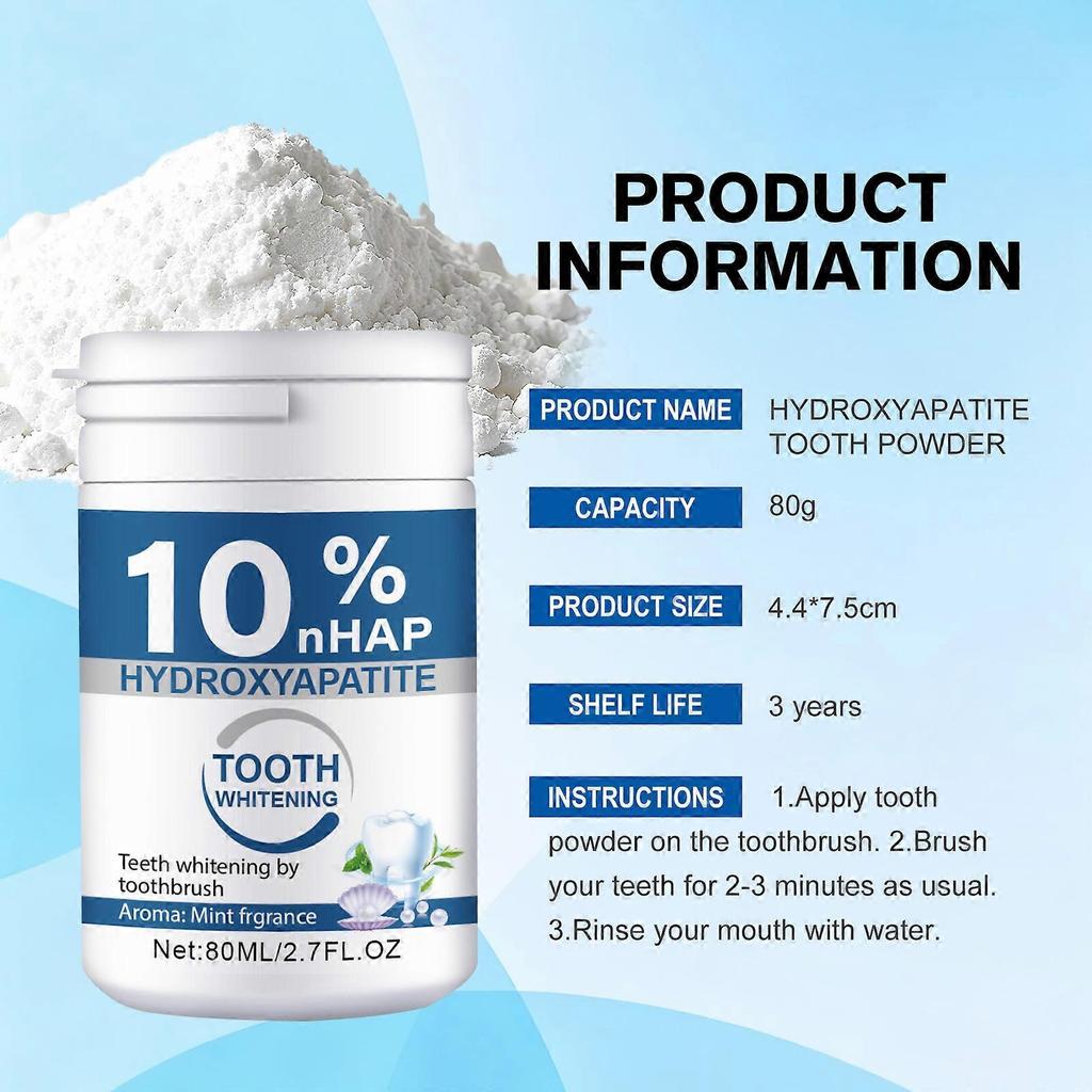 Microcrystalline Hydroxyapatite Powder, 10% Hydroxyapatite Tooth Powder Hydroxyapatites Toothpaste Powders, 80G Less