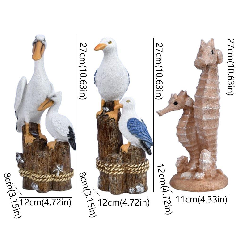 Waterproof Resin Seagull Figurine Handmade Small Sea Bird Statue  Children's Room