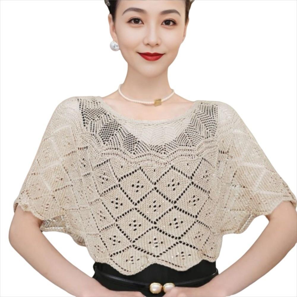 Versatile Vintage Style Crochet Shawl Knitted Hollow Out Shoulder Wrap Fake Collars Hollow Shawls Spring Autumn