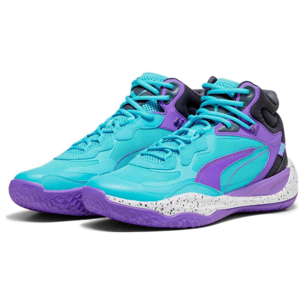 Puma Playmaker Pro Mid Unisex Purple Glimmer Bright Aqua Strong Grey 377902-09