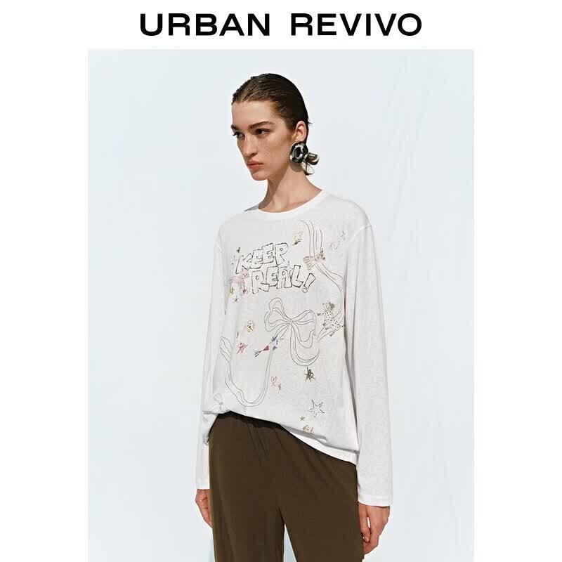UR2026 Women s Hand-Painted Print Long-Sleeve T-shirt S