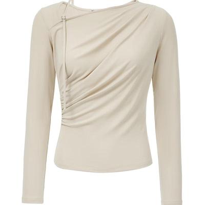 2025 Spring Off-Shoulder Ruched T-Shirt