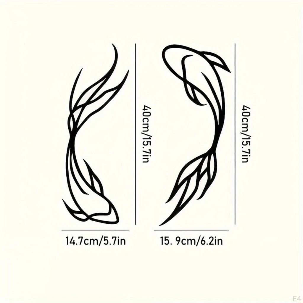 2 Koi Metal Wall Sculptures, Decor, Creative Gifts, Abstract, Hangings, Minimalist Line