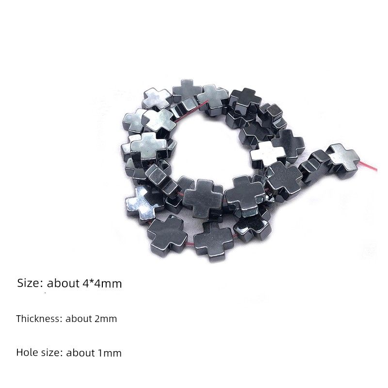 

Black Iron Cross Men and Women European and American Sweater Chain Ore Iron Stone Cross 4*4Mm/Piece [about 93 Pieces]