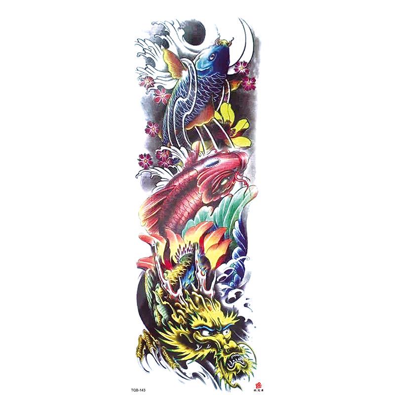 Waterdichte tattoo stickers voor de hele arm: Jezus, Maagd Maria, Kroon, Leeuw-ontwerp