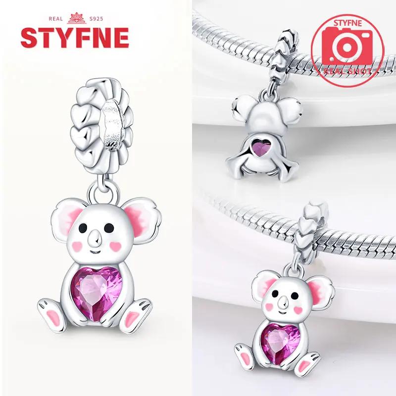 Copperpink Heart Series Cute Animals Bear Rabbit Charms Love Beads Fit Original Bracelet For Women Fine Jewelry Diy Gifts
