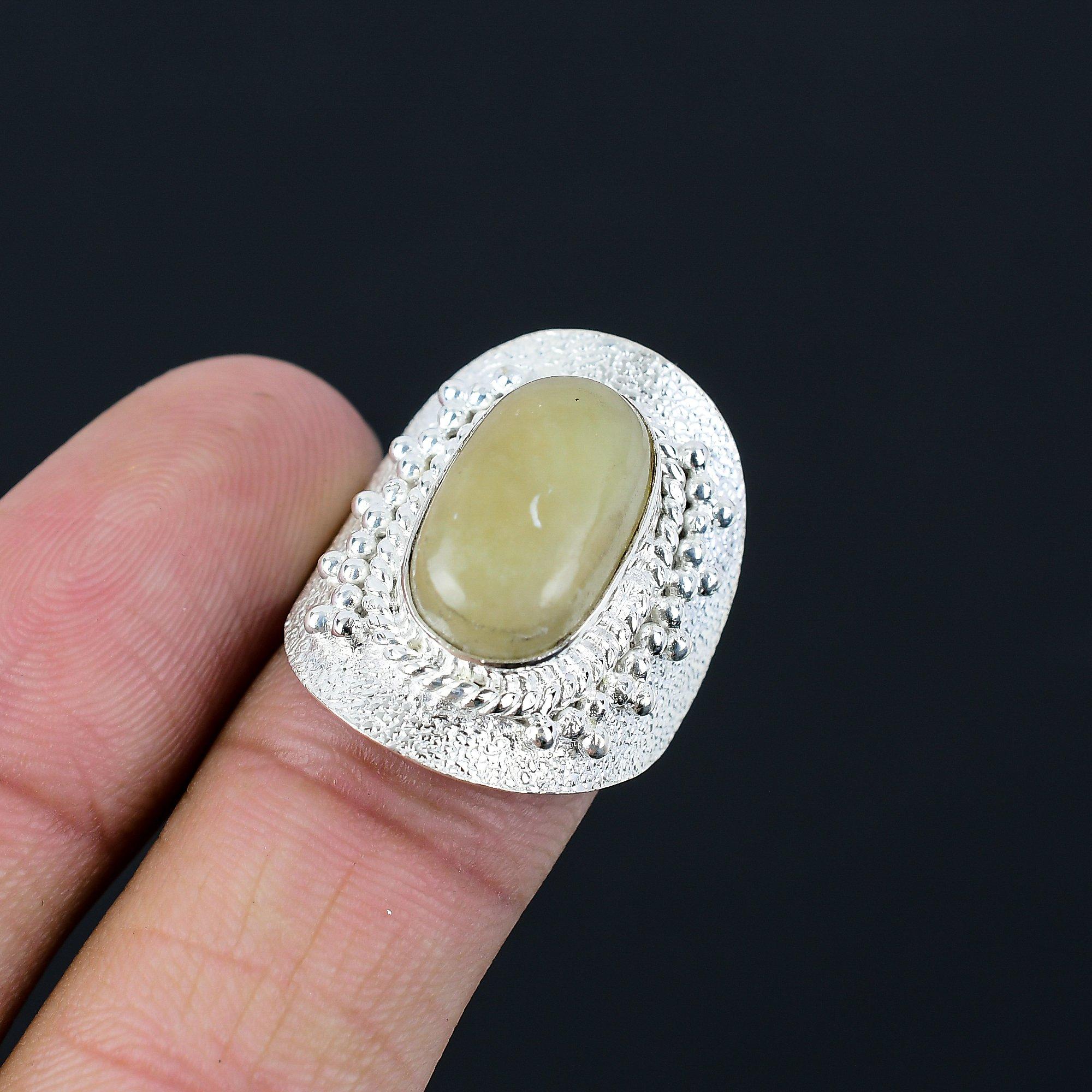 Polychrome Jasper Gemstone Statement Wife Ring Jewelry Size 6.5 Sterling Silver 6.5