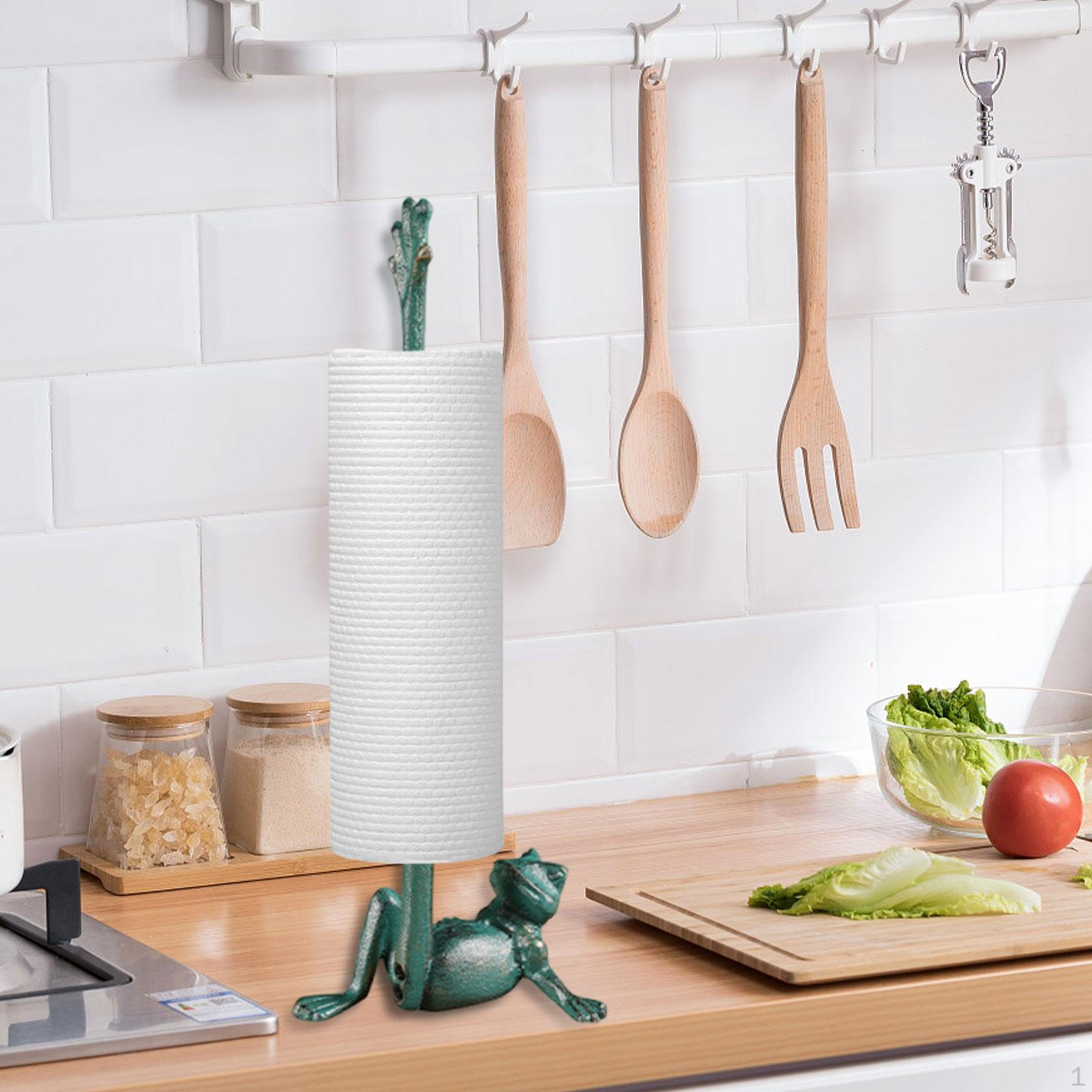 

Настольный держатель для бумажных полотенец Органайзер Металлический отдельно стоящий в форме лягушки Туалетная стойка в стиле фермерского дома Antique Design Green