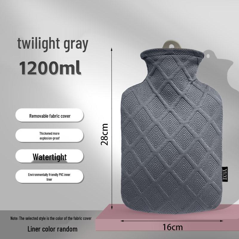 

1200ml Explosion-Proof Diamond Pattern Hot Water Bottle for Warm Bed, Feet, Stomach & Hands - Winter-Ready Compress