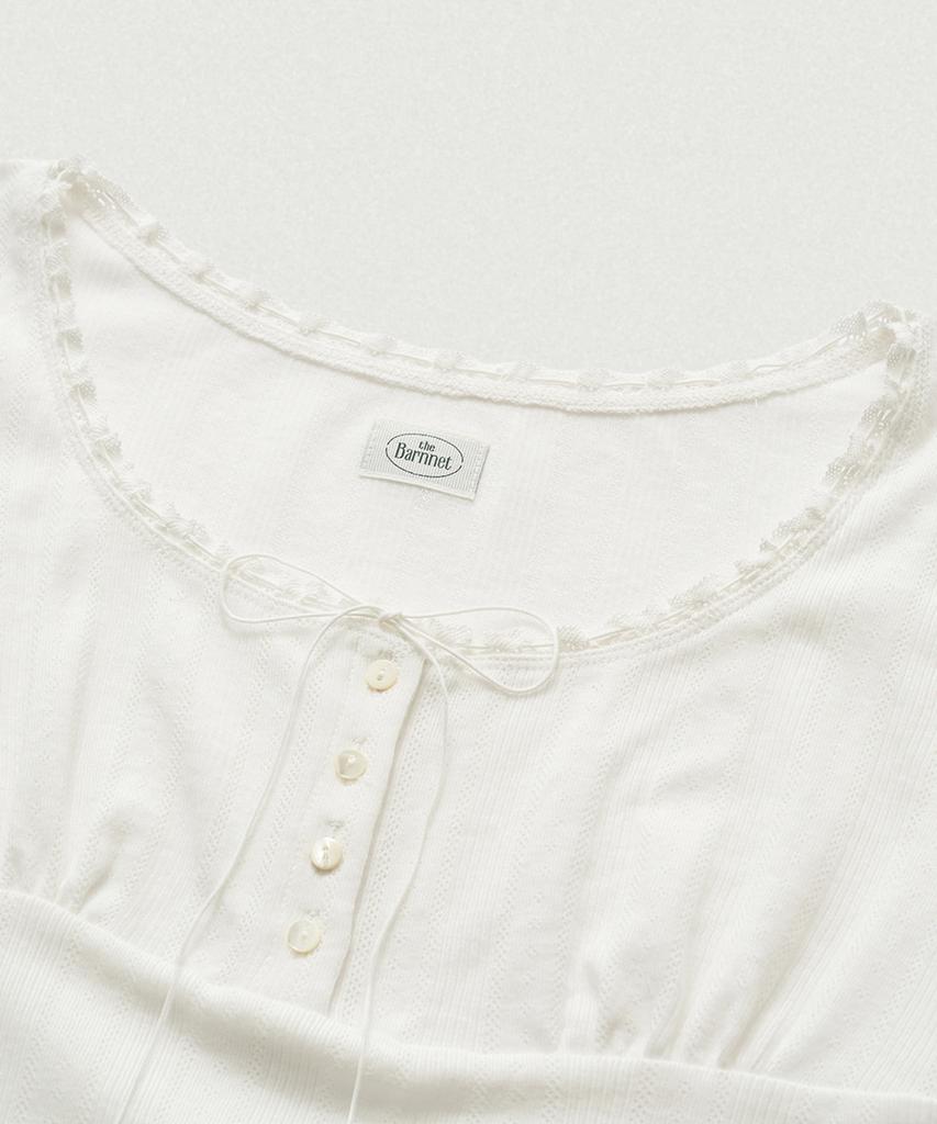 Deobanes Cotton Eyelet Button Top_White