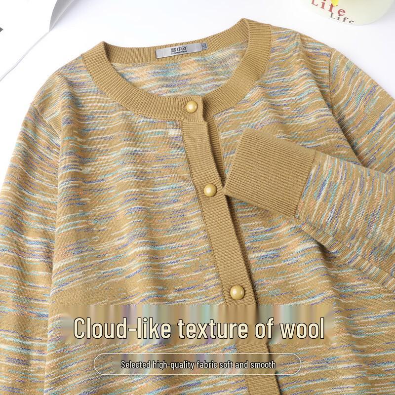 SNOWFLYING Women s Wool-Blend Color Block Knit Cardigan L верблюд