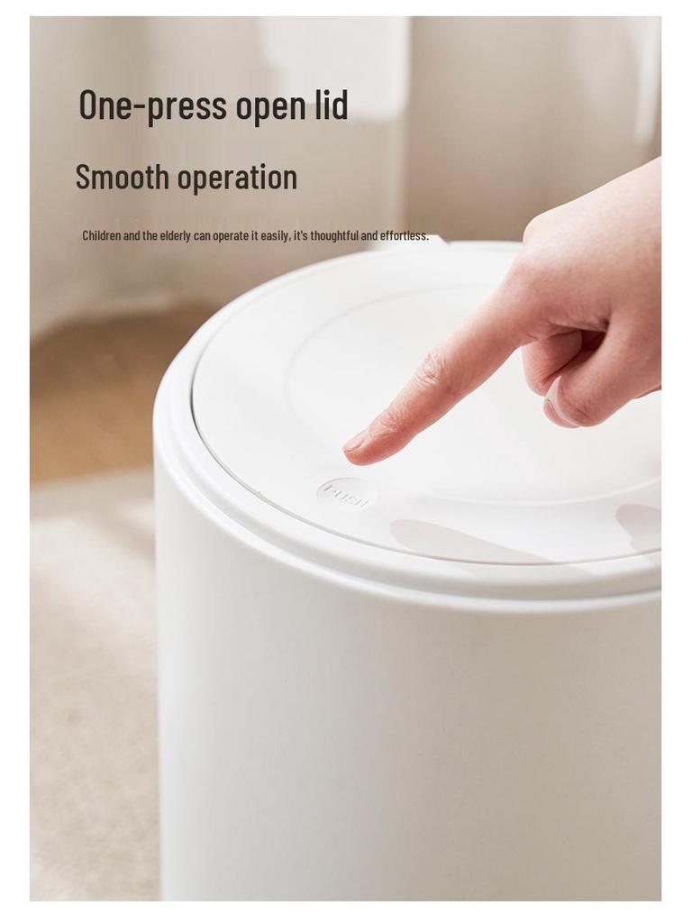 Pneumatischer Saugmülleimer mit großem Fassungsvermögen - Druck-zum-Öffnen Abfalleimer für Badezimmer & Wohnzimmer