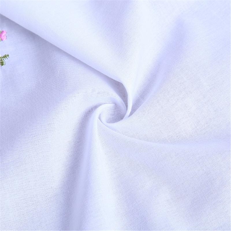 10pcs Soft Cotton Handkerchief Embroidered Flower Women Delicate Handkerchiefs for Daily Use