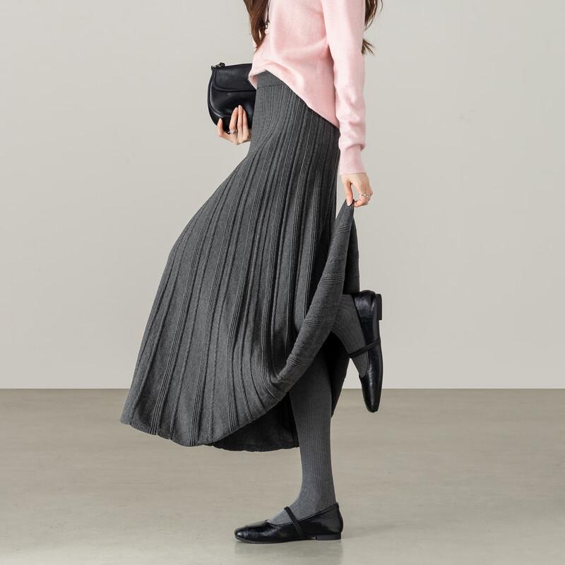 Damen Eleganter Plissierter A-Linien Winter Maxirock
