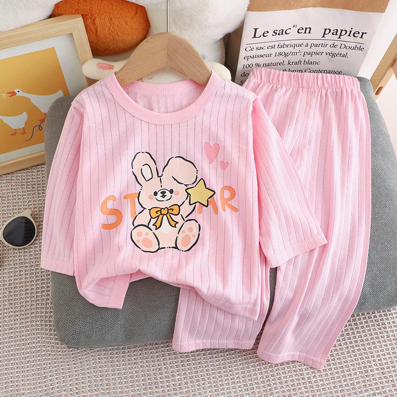 Conjuntos para niños Ropa de estar en casa Pijamas de manga larga para niños Lindo diseño Tejido ligero y cómodo Conjunto de ropa de dormir