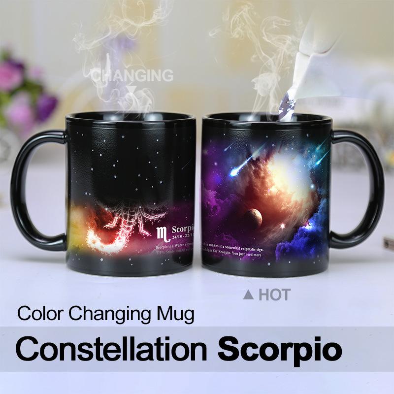 Starry Sky Purple Illusion 12 Constellation Color Changing Water Cup Ceramic Mug Suitable for Couples To Give Gifts