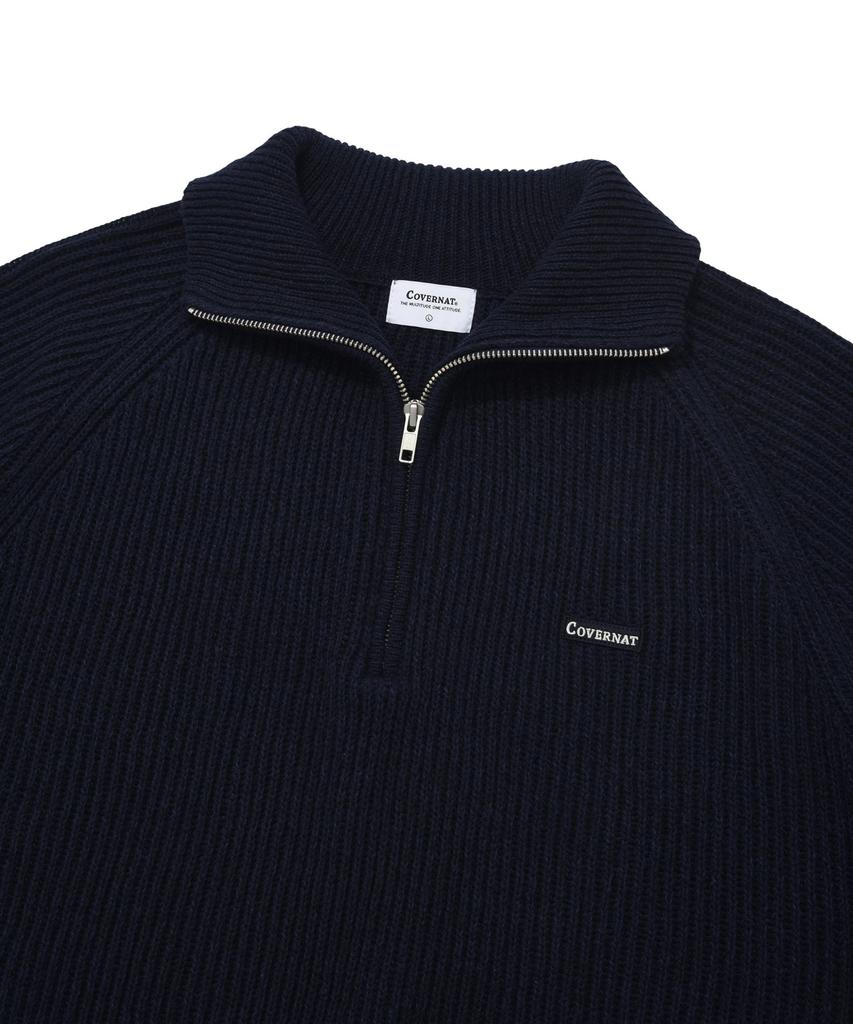 COVERNAT Authentic Wappen Half Zip Knit Dark Navy