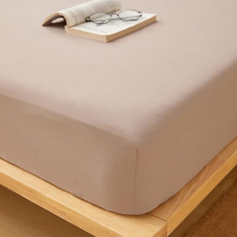 Baumwoll-Spannbettlaken mit Gummibändern Rutschfest Verstellbarer Matratzenbezug für Doppel- King- Queenbett Rutschfest Einfarbig