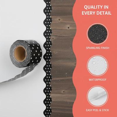New 26 Colors 10M Self Adhesive Border Classroom Decors Border Trim Sticker Colorful Dot Trim Border Bulletin Board Border Trim