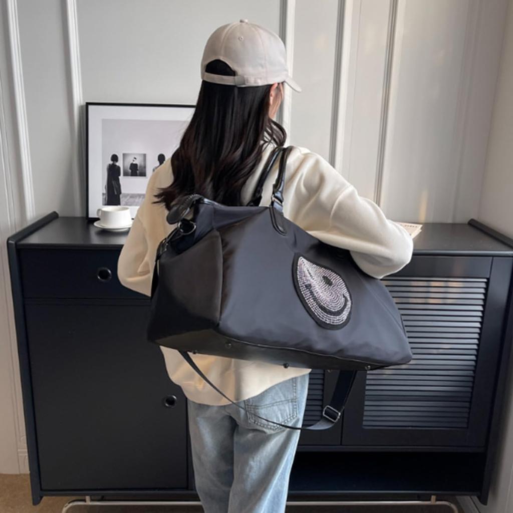 Boston Bag Shoulder Bag Large Capacity Travel Bag Gym Bag Waterproof Travel Handbag Outdoor Smile Boston Women's