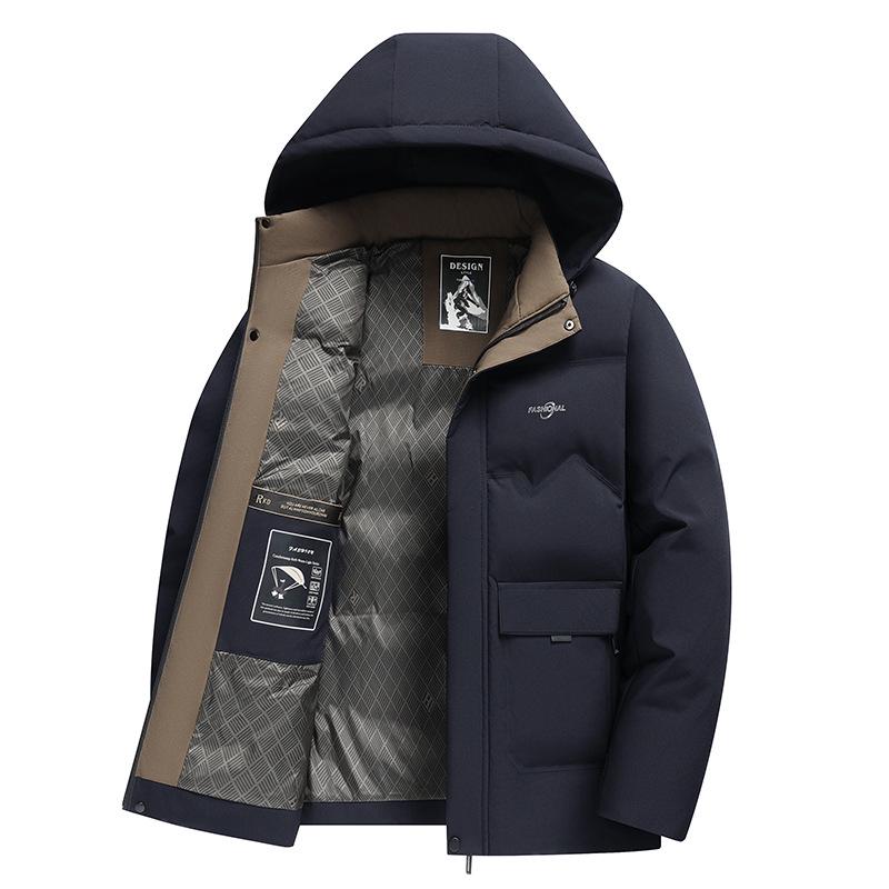 

Men s Winter Cotton Jacket - Thick, Detachable Coat for Dad and Grandpa, Warm and Padded for Middle-Aged and Elderly. 4XL темно-синього кольору