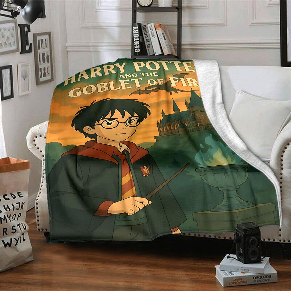 1pc Hogwarts Fire Flannel Blanket Soft Warm Throw for Home, Office, Travel, All-Season Cozy Bedding Gift L1433