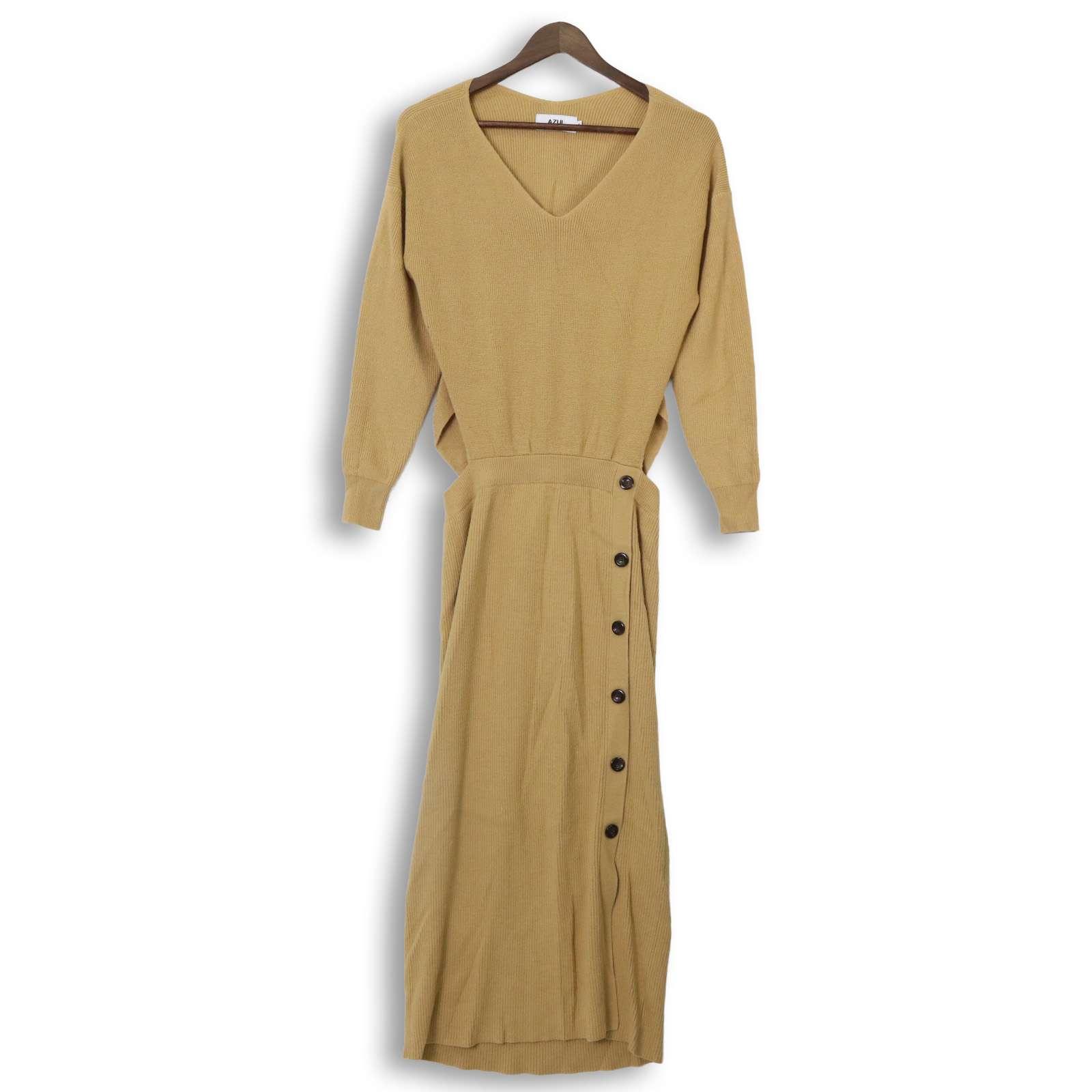 AZUL by moussy Autumn/Winter Side Button V-Neck Knit Dress Sz.M Women s