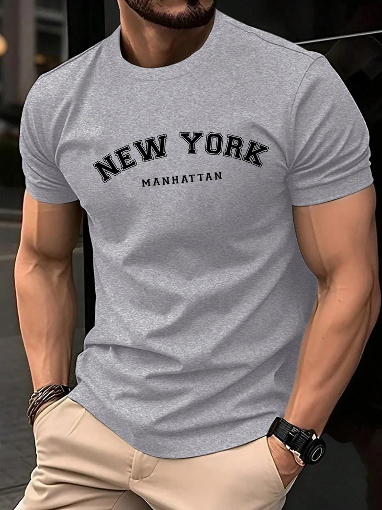 New York Manhattan Print TShirt For Men Cotton Casual T Shirts Fashion Loose Sportswear Unisex ONeck Summer Soft Clothes