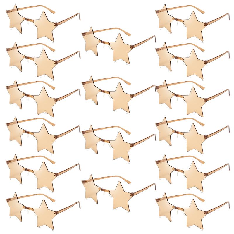 12/16 Pack Rimless Star Shaped Sunglasses New Fashion Candy Color Set Shades Women's Trendy Cute Party Props Sun Glasses