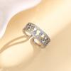 925 Sterling Silver Gothic Hollow Out Square Bridal Cubic Zirconia Open Rings for Women Fashion Student Unusual Jewelry