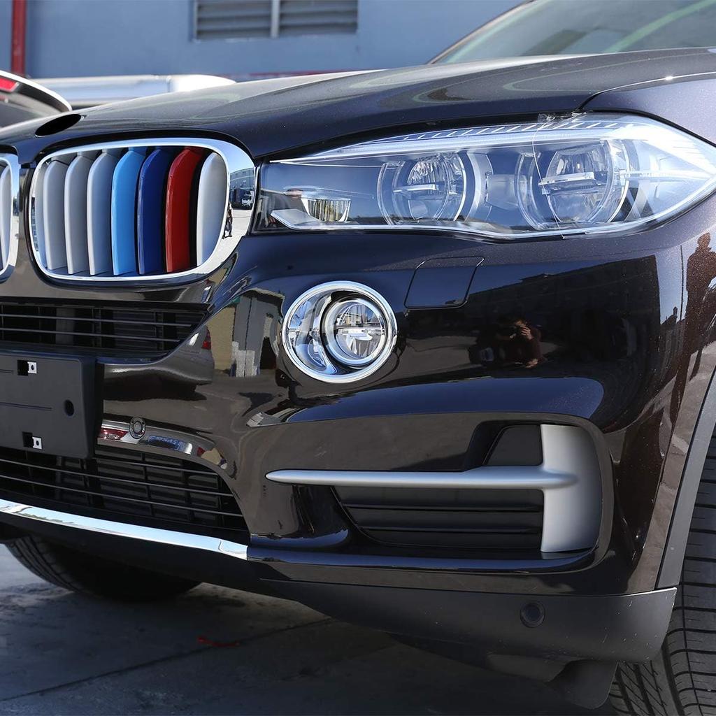 2Pcs ABS Chrome Car Front Fog Lamp Cover Trim for BMW X5 F15 2014-2018 Accessories