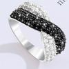 Women Finger Ring Double Colors Shiny Rhinestone Inlaid Cross Shape Electroplated Lady Circlet Daily Jewelry