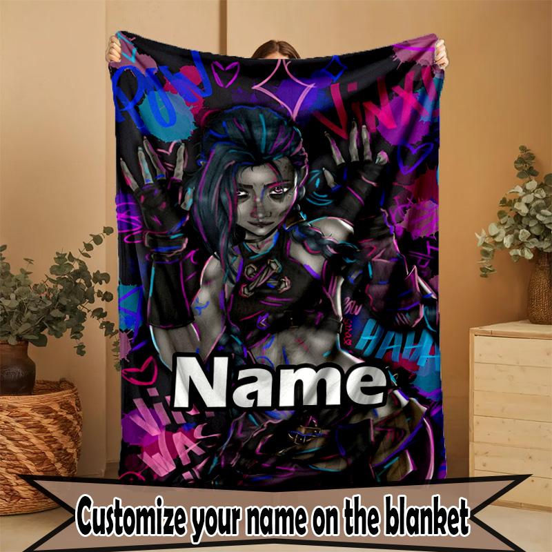 Custom Name Personalized Jinx Print Blanket, Home Decor, Bedroom, Sofa, Camping, Couch, Gifts for Birthday ChristmasEnthusiasts