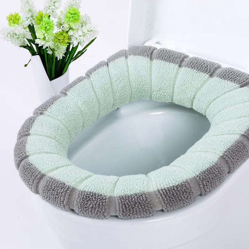 Stretchable Bathroom Toilet Seat Closestool Washable Soft Winter Warmer Mat Pad Cushion O-shape Toilet Seat Bidet Covers