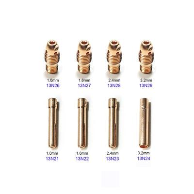 8Pcs WP9 20 25 Torch 1.0/1.6/2.4/3.2mm TIG Collet And Collet Body 13N21 13N22 13N23 13N24 13N26 13N27 13N28 13N29
