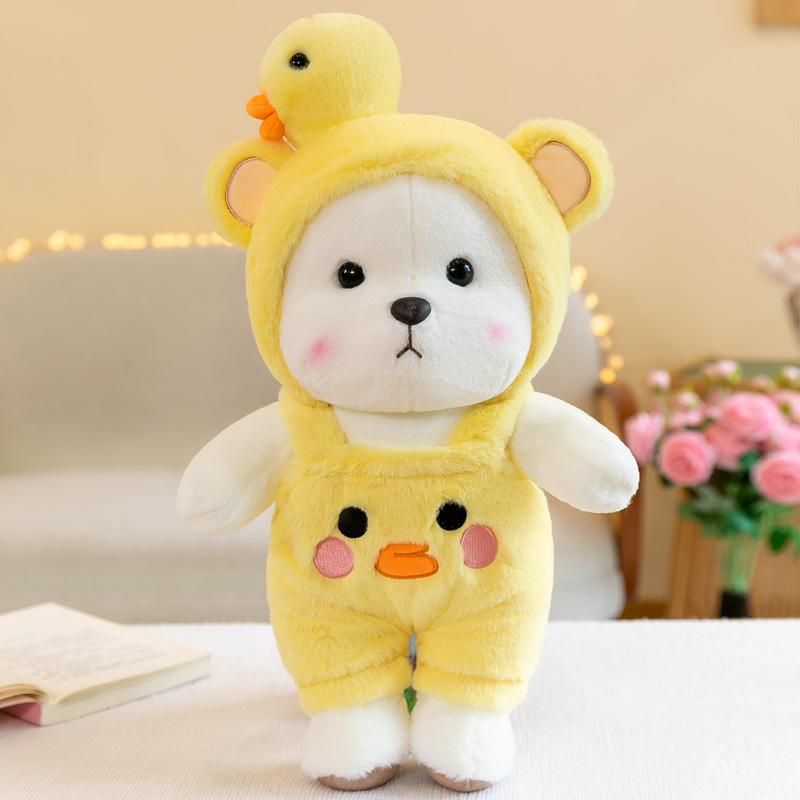 

Bear Plush Doll Toy Stuffed Animal Crossdressing Throw Pillow Ornament Gift 45cm жёлтый