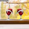 1 Pair Creative Christmas Hat Red Wine Glass Dangle Earrings for Women Trendy Acrylic Earrings Christmas Earrings Festive Earrings Holiday Gifts