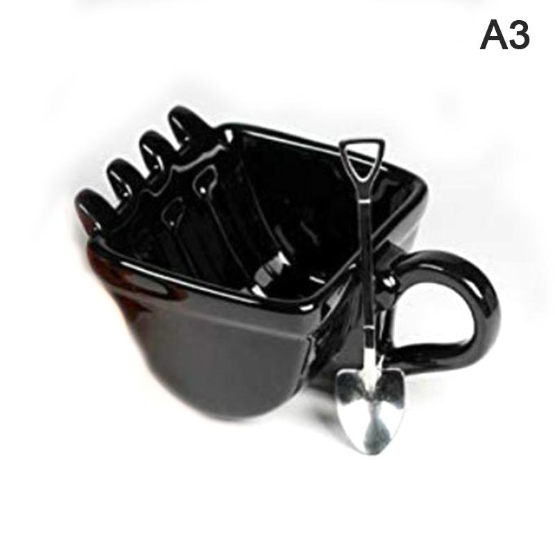 1Set Creative Coffee Cup Digger Excavator Bucket Model Design Cup With Spoon чёрный