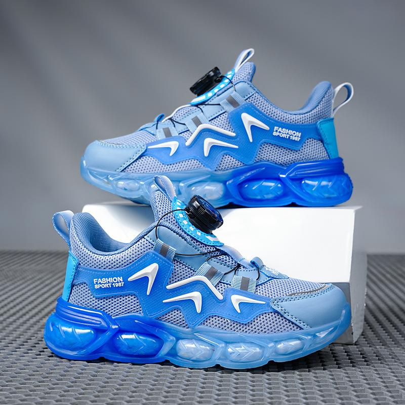 Classmate Men's Spring and Autumn Children's Casual Sneakers Middle and Older Children's Rotating Button Mesh Shoes Student Non-Slip Running Shoes