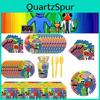 Rainbow Friends Birthday Party Decorations With Unique Cupcake Toppers And Tableware