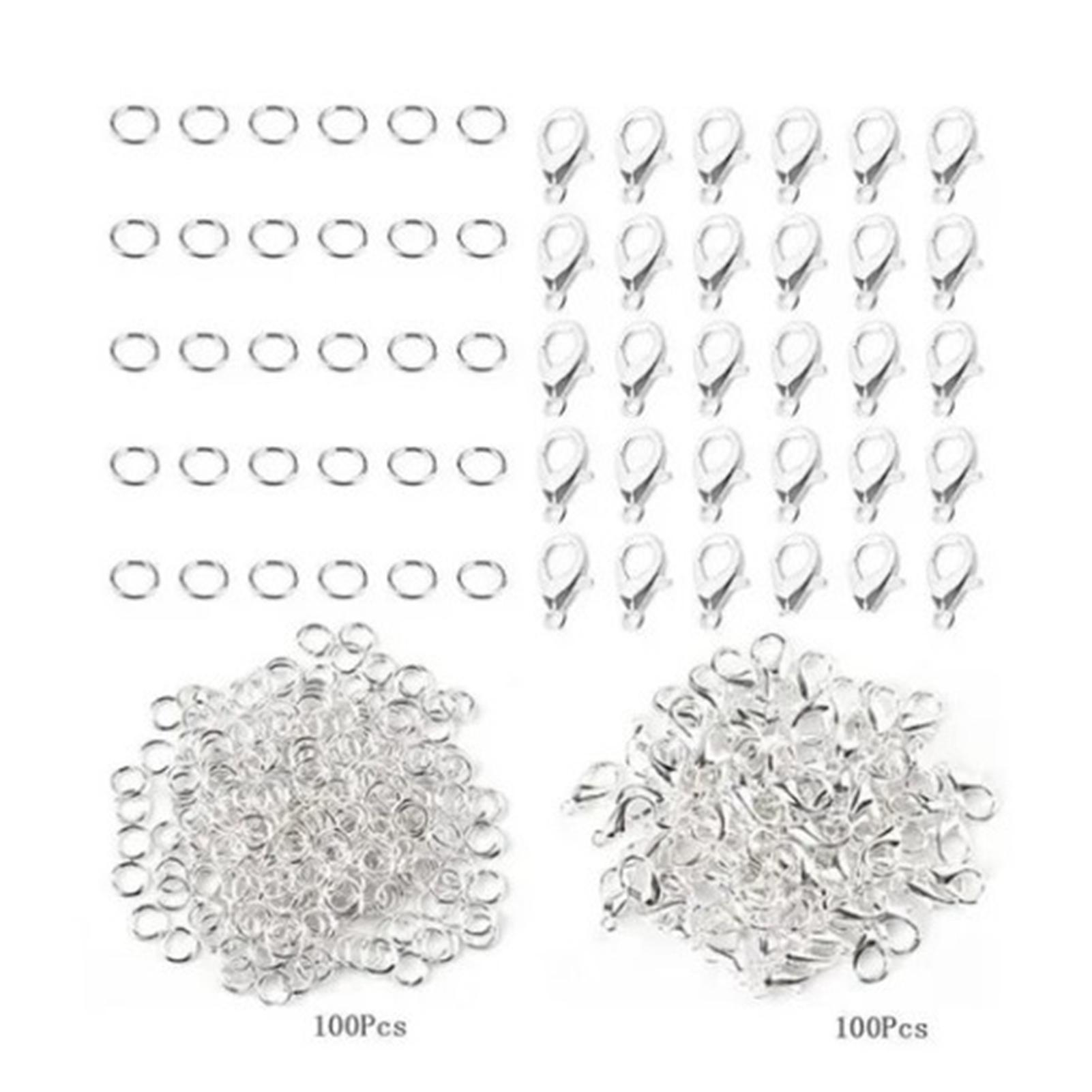 

200 шт. Застежки для ожерелья, сплав серебристого цвета, застежки для ювелирных изделий, застежки-лобстеры, соединительные кольца для самостоятельного изготовления браслетов