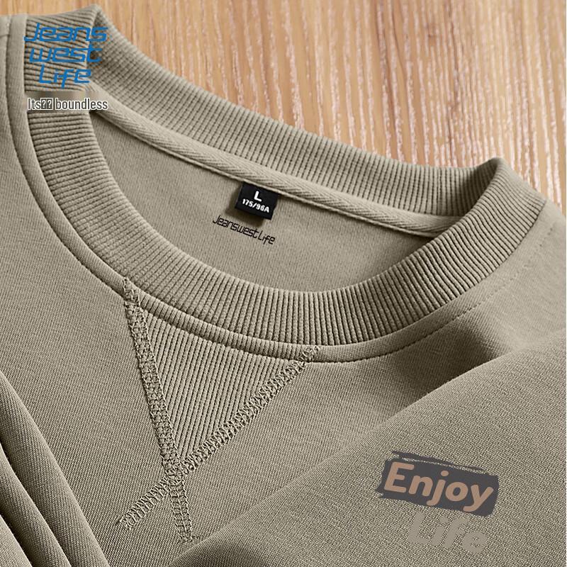 Jeanswest Life Men's Heavyweight Letter Print Crewneck Sweatshirt