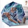 1pc Sturdy 8-Bone Auto Umbrella, Stylish Tiger Umbrella, Digital Printed, Foldable Umbrella for On-the-Go Outdoor Use