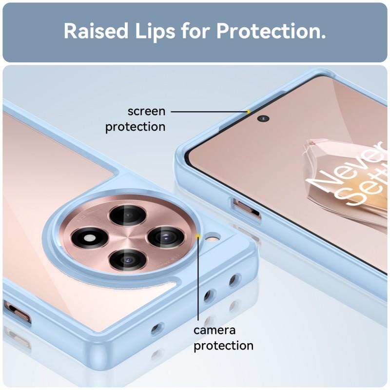 For OnePlus 12R 5G Phone Case WANLONFENG XC Series TPU Acrylic Cover with Tempered Glass (Big Lens Hole)