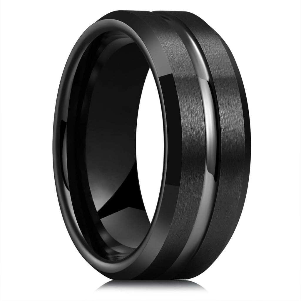 Luxury 8mm Gold Color Men Stainless Steel Wedding Rings Inlay Meteorites Engagement Rings For Men Party Jewelry Drop Shipping