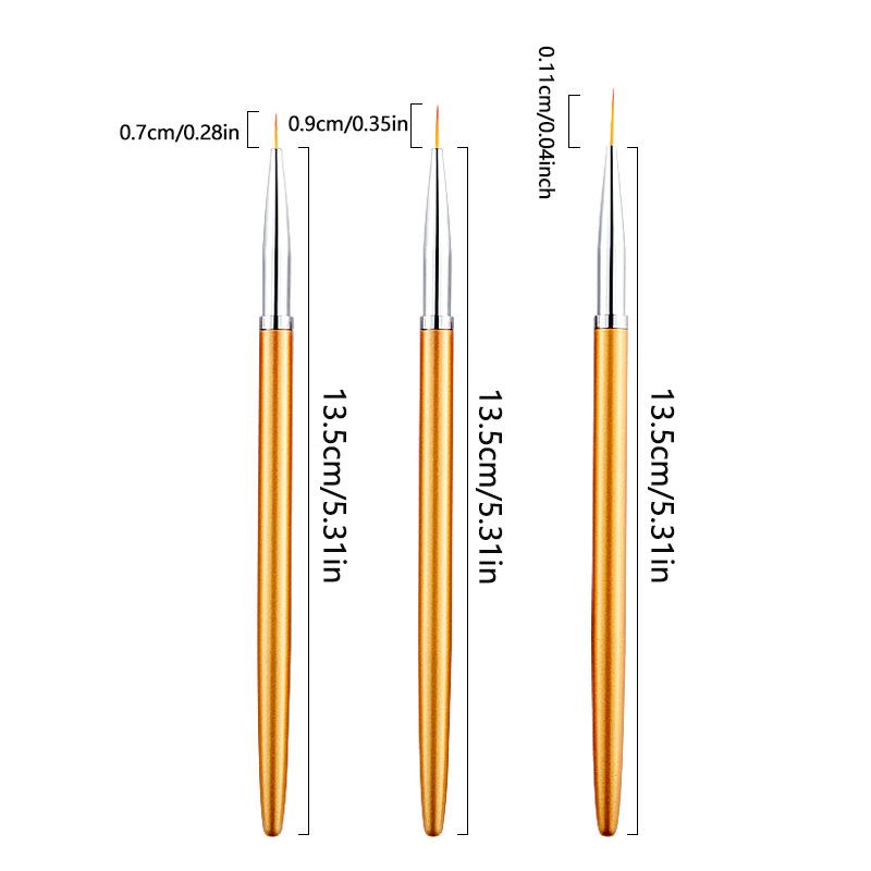 3Pcs Nail Art Liner Brushes French Stripe 3D Tips Line Stripes Diy Drawing Pen Uv Gel Brushes Painting Manicure Nail Tool Sets