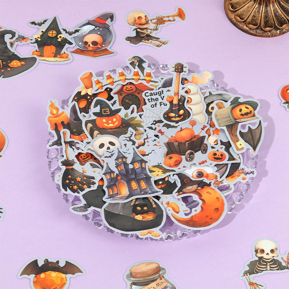 10/30/50/100/200pcs Funny Halloween Stickers for Kids Cute Bat Pumpkin Cartoon Sticker DIY Water Bottle Luggage Phone Decals Toy